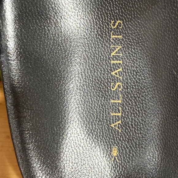 All Saints Black Leather Sandals with Gold Details - Picture 7 of 16